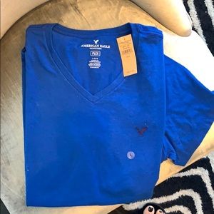 Men’s Large American Eagle V Neck Tee Blue